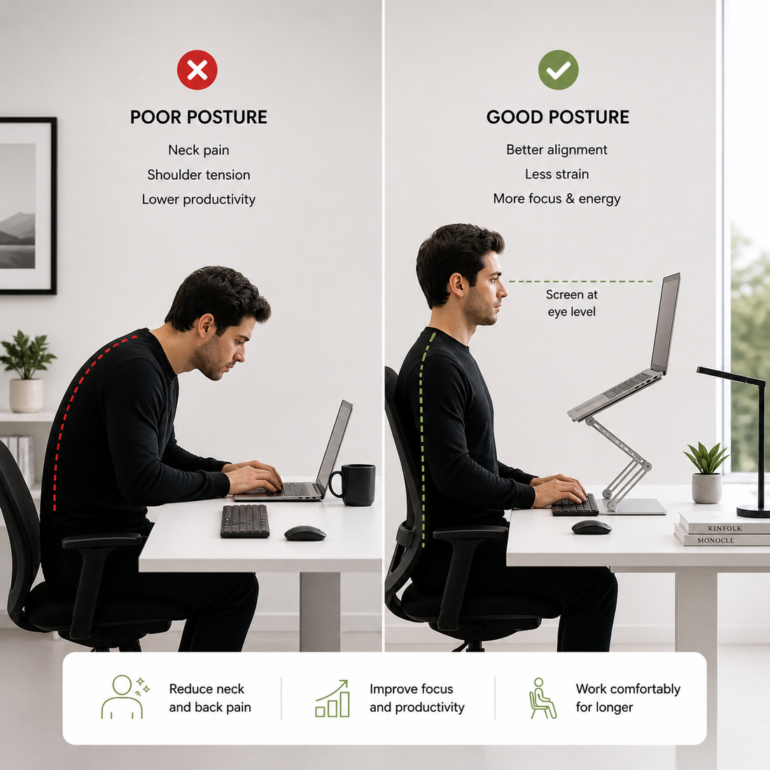 How to Improve Posture While Working on a Laptop